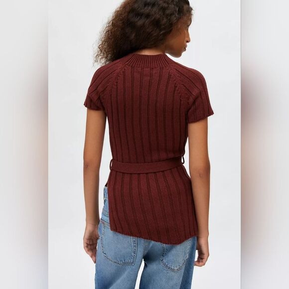 Silence + Noise brown rib-knit Mock Neck Tunic Sweater size M - Picture 4 of 4